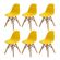 1 Kit 6 Cadeiras Eiffel DKR Infantil Rivatti 31 cm -Largura- Assento em PP Amarelo e Base em Madeira